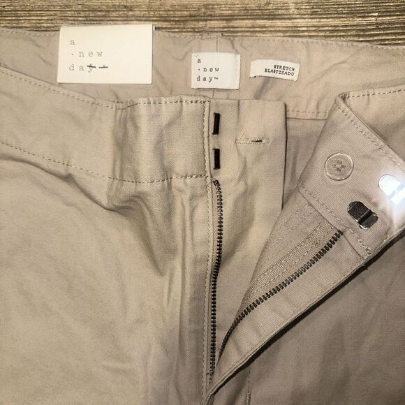 Women's Mid-Rise Relaxed Straight Leg Chino Pants - A New Day Beige 17. NWT. 3 - Picture 3 of 6